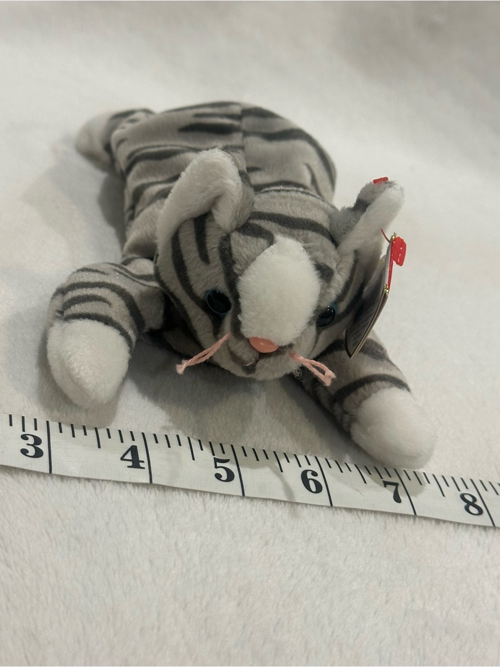 TY Prance Plush Grey Striped Kitten Stuffed Animal - Small Soft Cat Toy